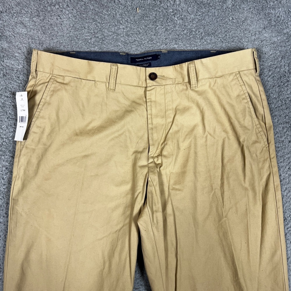 Tommy Hilfiger Chino Pants Mens 38x30 Tailored Fit Khaki Incense Casual Formal - Picture 4 of 11